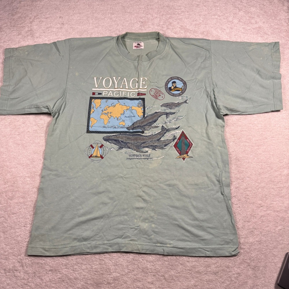 Vintage Galt Sand Voyage Pacific Humpback Whale T-Shirt XL USA Made Distressed‎